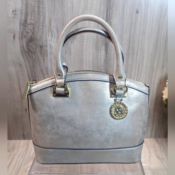 Ann Klein Satchel Purse "New Recruits" Brushed Gold Mini Dome Double Handle - Picture 1 of 16